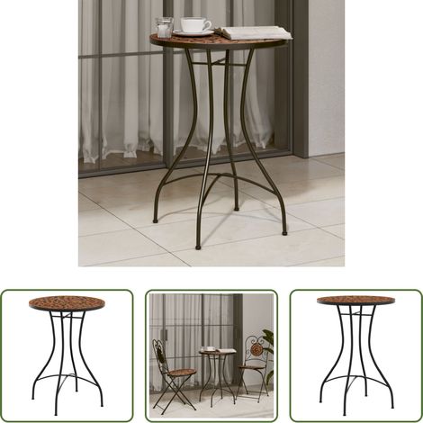 vidaXL Mosaik Tisch -  Mosaik-Bistrotisch Terrakotta Ø50x70 cm Keramik (1/5)
