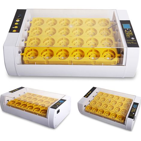 Incubateur pour 24 œufs avec rotation automatique, contrôle de l'humidité et lampe ovoscope multifonctionnelle, Cozy Incubateur avec affichage température et jours pour incubation de poules, cailles, (1/5)