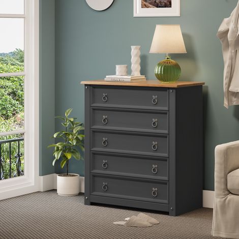 Corona Charcoal Small 5 Drawer Chest (1/4)