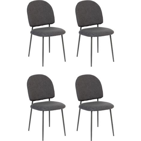 Lot de 4 Chaises Rembourrées "Kamili" 84cm Gris (1/4)