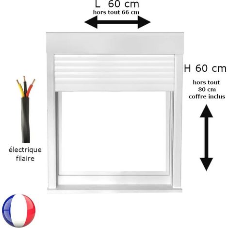 Fenêtre PVC 1 vantail avec volet roulant électrique H 60 x L 60 cm pour pose en neuf - tirant gauche (1/5)