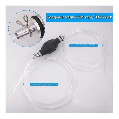 Pompe Siphon Manuelle Carburant PVC Tube pour Réservoir et Carburant Essence/Diesel (10MM) (1/3)