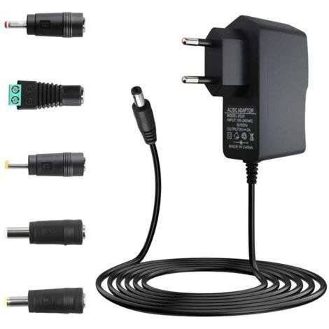 5V 2A Universal Charger 230, 240v 50/60Hz Power Supply Transformer with 5 Tips for Router, Camera, LED Strips (1/5)
