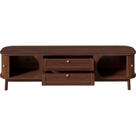 Mobile TV in MDF color noce con ante e cassetti, 170 x 39,5 x 46 cm (1/5)