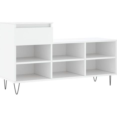 Meuble à chaussures blanc, 102x36x60 cm, en bois composite. (1/5)