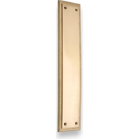 1 Plaque de poussée, Laiton massif, Finition satinée, Style géorgien, Pour porte intérieure et extérieure (1/5)
