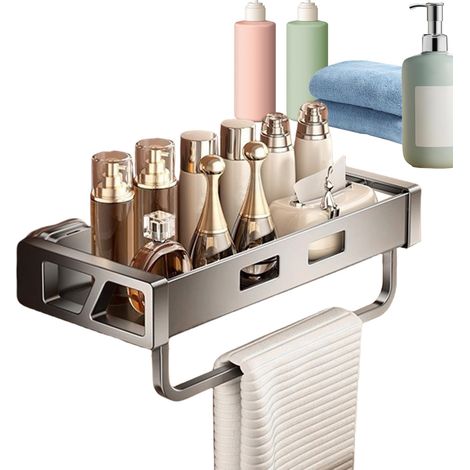 Étagère de douche par aspiration,organiseur de salle de bain sans perçage,rangement mural multifonctionnel pour douche et balcon (1/5)