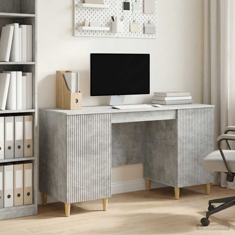 vidaXL Scrivania con lo scaffale Grigio Cemento 142,5 x 50 x 75 cm (1/5)