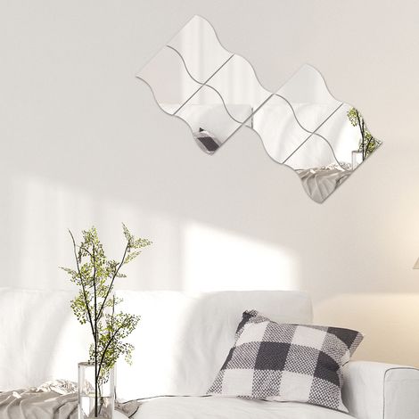 Stück 3D-Wellen-Spiegel-Wandaufkleber, selbstklebend, Heimdekoration (1/5)
