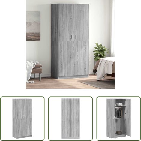 Kleiderschrank Grau Sonoma - Kleiderschrank Grau Sonoma 90x52x200 cm Holzwerkstoff (1/5)