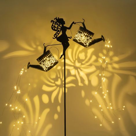 Lumière Solaire Arrosoir – Lanterne Métal Hanging – Guirlande LED Étanche – Effet Cascade – Pour Jardin, Patio, Cour, Allée, Décoration Plantes – Extérieur-Style 3