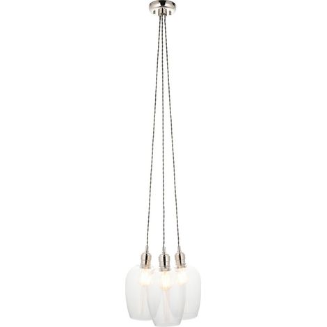 Merano Livorno Suspension Cluster en nickel brillant et verre transparent, 3 LED 10 W E27 (1/5)