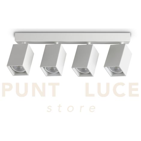 DYNAMITE FARETTO BIANCO ORIENTABILE 4 LUCI ATTACCO GU10 38,5CM LAMPADINA INCLUSA QUADRATA