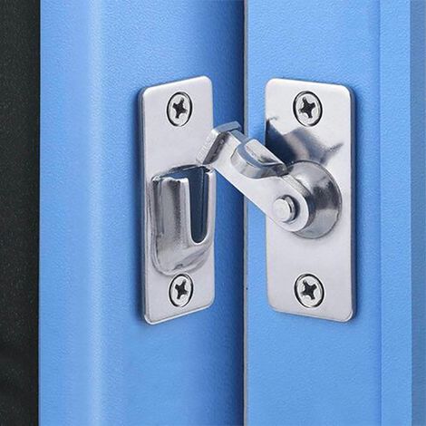Verrou de porte intérieure - Verrou d'angle de sécurité à 90° en acier inoxydable - Pour portes, fenêtres ou cages d'animaux - Argent (1/5)
