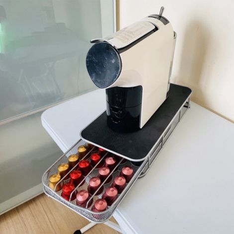 Tiroir à capsules de café 40 pièces, support de rangement pour capsules de café, argenté (1/5)