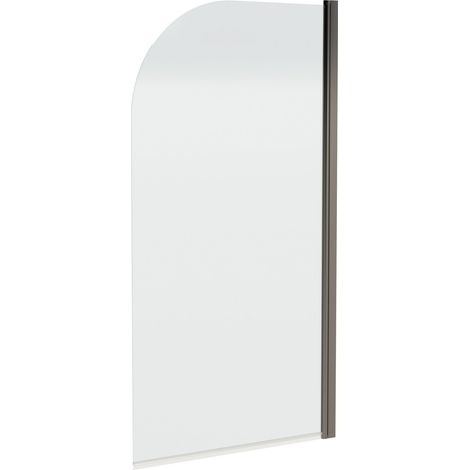 Contemporary 6mm Toughened Safety Glass Round Bath Screen - 1430 x 790 x 55mm - Brushed Pewter (1/5)