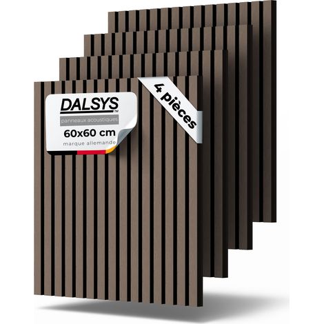 Panneau acoustique Dalsys - 60 x 60 cm, lot de 4, noyer