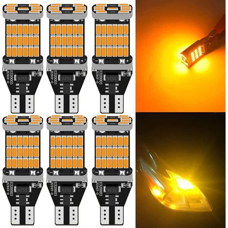 Pack 6 Feux Stop Rouges 12V-18V Ampoules LED 45 Puces Canbus Sans Erreur Non Polaire pour Feu de Freinage Central Auto (1/5)
