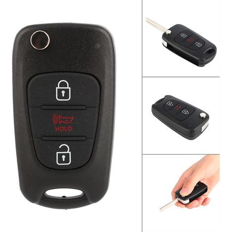 Housse Coque Coquille Télécommande Clé Noire 3 Boutons Remplacement Pour KIA Soul LJ Neuve (1/3)