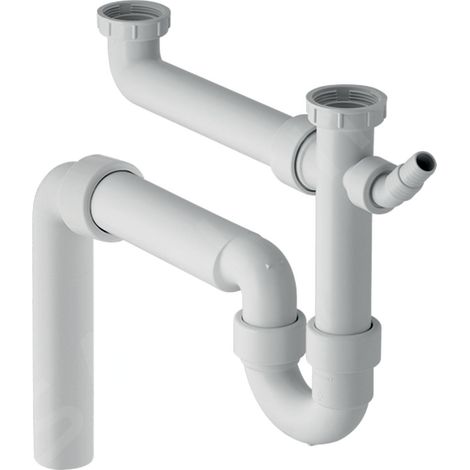 Geberit Accessoires - Siphon pour éviers double, avec embout cannelé équerre, sortie verticale, d 50 mm 152.553.11.1 (1/3)