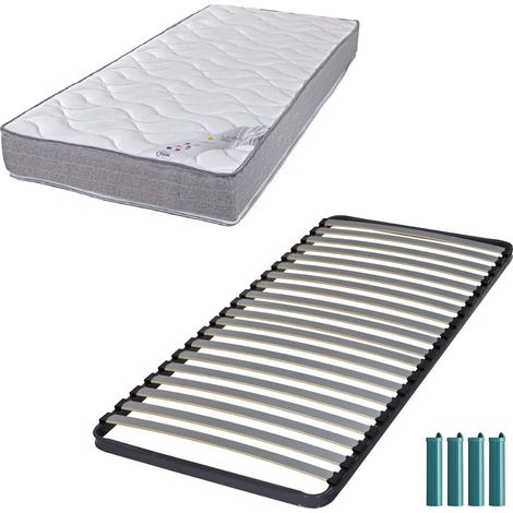 Matelas mousse + Sommier métal C220 90x190 Wave - Hauteur 19 cm - Soutien ferme (1/5)