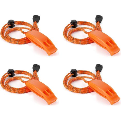 Silbato Supervivencia, Portátiles Silbato de Emergencia con Ajustable Reflectante Cordón,Lifesystems Silbato de Emergencia Safety con cordón de Lifesystems para Actividades al Aire Libre(4 Piezas)