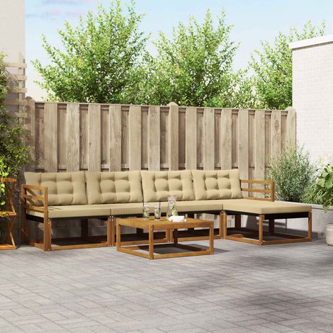 vidaXL Set di divani da esterno con cuscino 6 pcs Naturale e