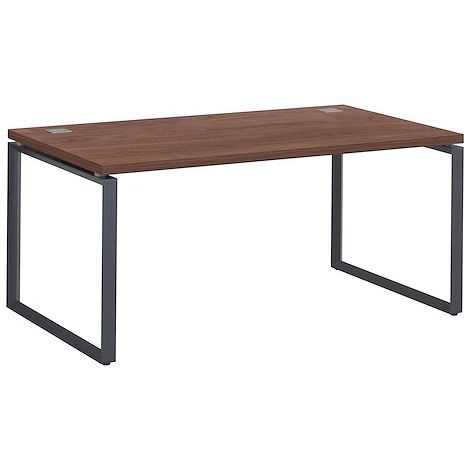 Bureau droit noyer L 160 x P 90 cm, piètement métal format carré - Milano - piétement anthracite - Maxiburo