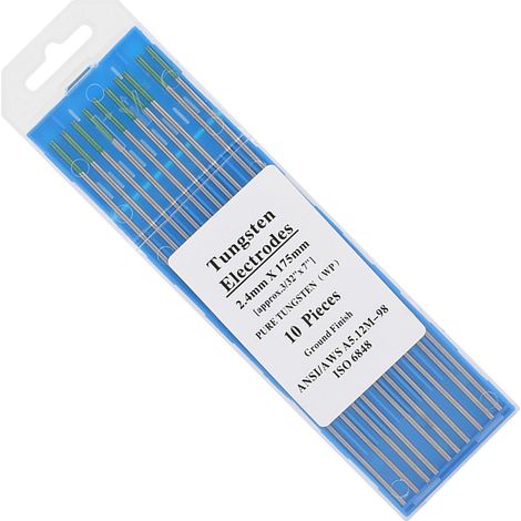 Lot de 10 électrodes en tungstène pur WP à pointe verte pour soudage TIG AC, 2,4 x 175 mm (1/5)