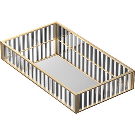 Dekorative Aufbewahrungsschale mit handgeschweißtem Kupferrand – geriffeltes Glas – 3 Größen erhältlich (17,5 x 25,5 cm, 14 x 20,5 cm, 19,5 x 30,5 cm) – transparent – für Kosmetik und Aufbewahrung (1/5)
