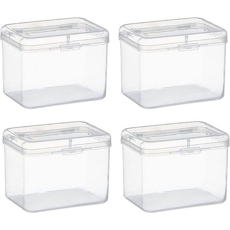 Boîte De Rangement - 9 x 6,5 x 6,8 cm - Transparente Avec Couvercle - Pour Loisirs Créatifs Et Petits Objets - Lot De 4 (1/5)
