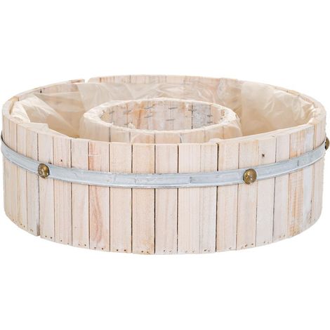 Cesto redondo de madera marrón 36x36x11 (1/5)
