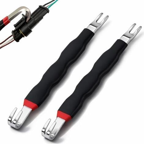 2 Pcs Outils de Séparation Extracteur De Connecteur Électrique Automobile Outil Multifonction Séparateur Double Extrémité Terminal Removal Tool Kit pour Electrique (Noir) - (1/5)