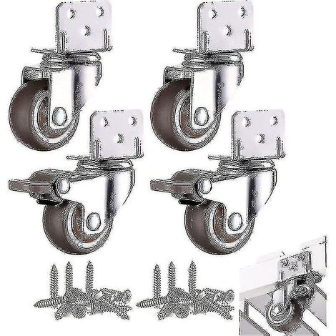 petites roulettes pivotantes de 32 mm avec frein et platine de fixation en L pour meuble ou table basse (1/4)