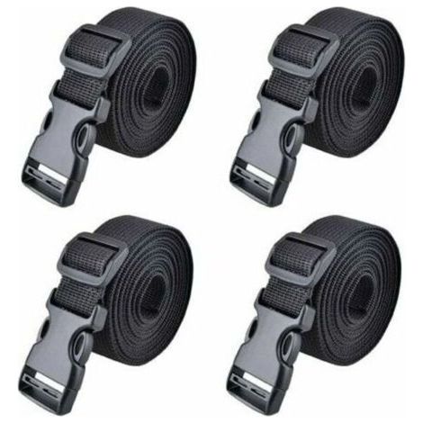 Quick buckle strap Plastic fixing strap Ratchet strap for luggage fixing 25 mm, 200 cm Fontainebleau Black 4 pieces (1/5)