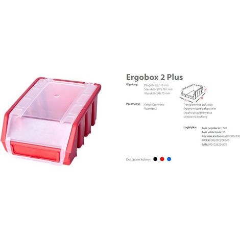 PATROL ERGOBOX PLUS 2 CZERWONY 118 x 161 x 75