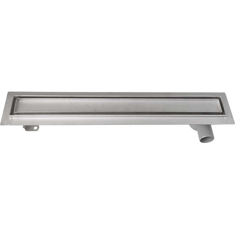 Aqualine Canaline - Canalina doccia Pavino con griglia per piastrelle, 76x14x9 cm, acciaio inox 2710-80