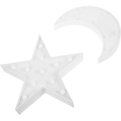 2 pièces Veilleuse de chevet LED Forme de Lune et Étoile (1/5)