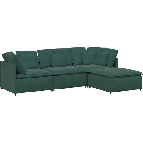Modulares Sofa mit Fußhocker Kissen Samt Dunkelgrün vidaXL