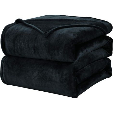 NOLUXA Plaid Couverture Polaire Flanelle en Microfibre, Jeté de Canapé 150x200 Noir, Couverture lit Jete de Canape 2 Personnes (1/5)