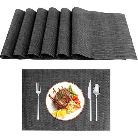 Juego de 6 manteles individuales de plástico PVC, 3045 cm, lavables, resistentes al calor, antideslizantes, fáciles de guardar en la cocina. (1/5)