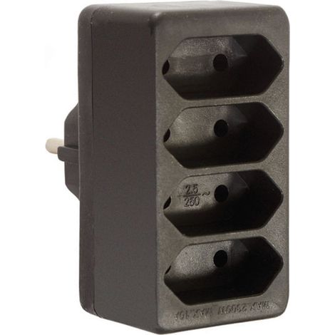 as Schwabe EuroStecker 4fach, schwarz (ohne KiSi) 48412