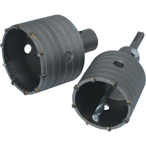 Scie trépan SDS Plus Ø 80 et 65 mm – Arbre et foret centreur – Acier TCT pour béton et briques – Haute résistance à la chaleur – Beast