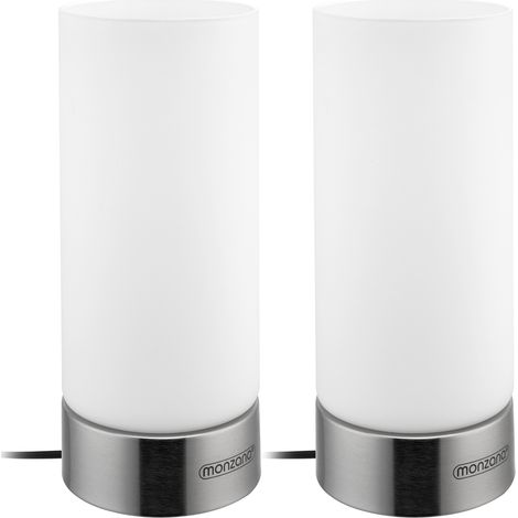 MONZANA® Set of 2 Table Lamps Touch Control with 3 Brightness Levels Glass Shade & Non-Slip Base Includes Energy-Saving LED Bulbs Modern & Versatile Lighting for Any Room (1/5)