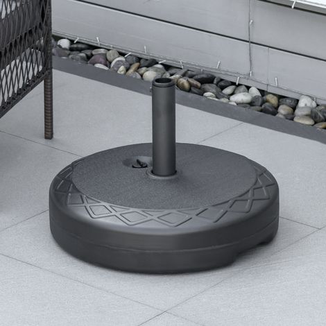 Base parasol rond Ø55cm plastique 30kg poteaux Ø38-48mm, noir