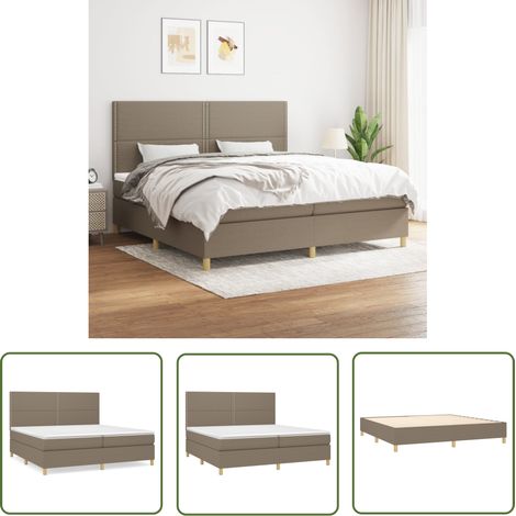 The Living Store Boxspringbett mit Matratze Taupe 200x200 cm Stoff - Boxspringbett - Doppelbett - Bettenrahmen - Lattenrost - Matratze (1/5)