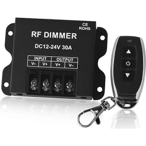 30A LED-Dimmer, 12-24V DC Netzteil, mit 3-Tasten RF-Funkfernbedienung für monochrome LED-Lichterketten. (1/5)