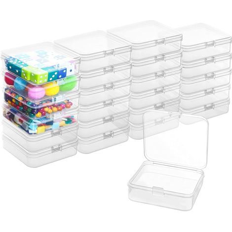 Small Plastic Box,Clear Mini Box,Mini Plastic Box,Clear Plastic Squares,Mini Plastic Storage Box,Small Card Storage Box,Tiny Pearl 12 Pieces (1/5)