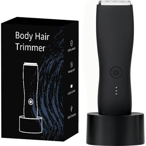 Tondeuse à poils pubiens pour hommes, tondeuse électrique pour le corps et l'aine avec station de charge pour les testicules, rasoir étanche pour une hygiène masculine optimale.
