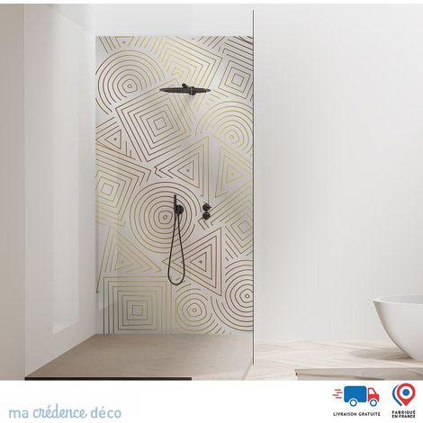 Panneau de douche : Motifs géométriques abstraits - Couleur Doré - Alu composite - 90 - 245 (1/2)